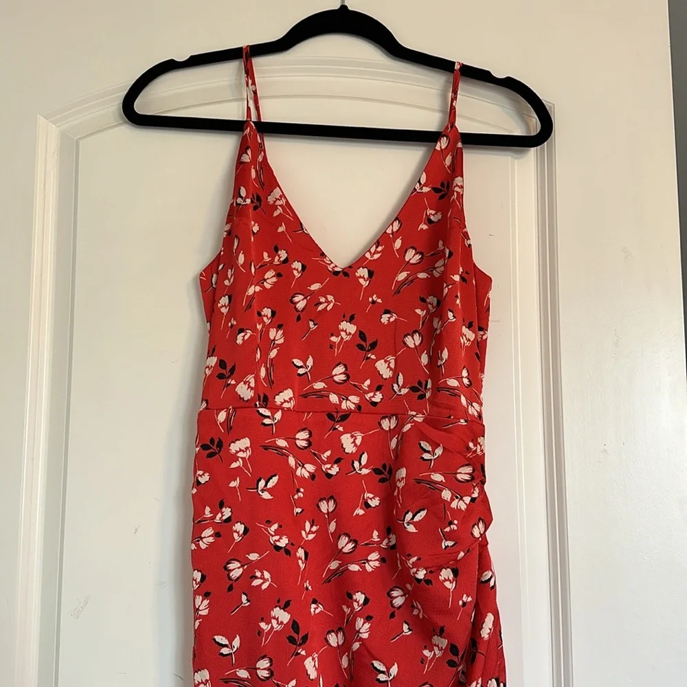 Lost and Wander Red Long Ruched Satin Dress